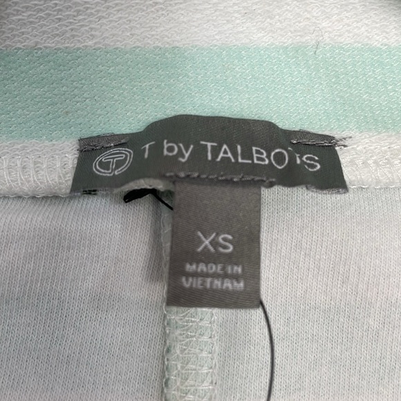 NWT T by Talbots Mint Green White Striped Mockneck Pullover Drawstring Hem XS - Picture 12 of 16